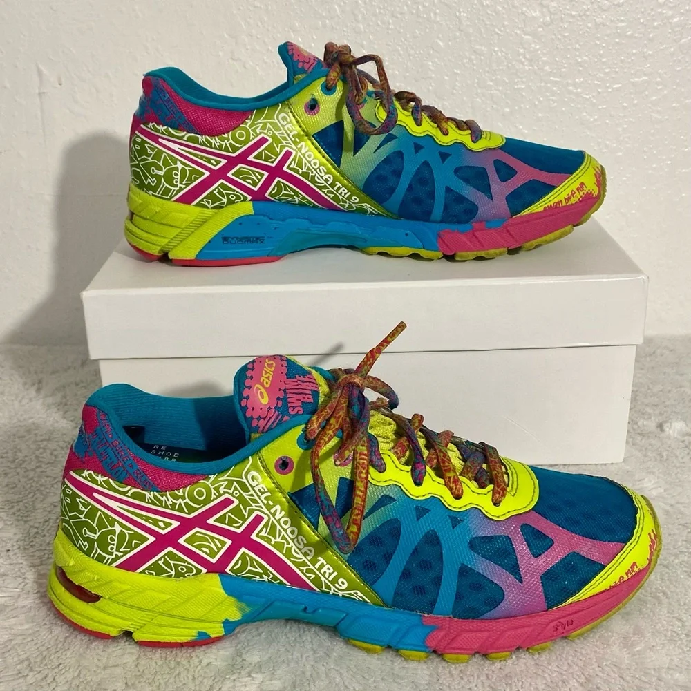 Asics Gel-Noosa Tri 9 Running Shoes Women’s Size 6 Capri Blue Raspberry Lime